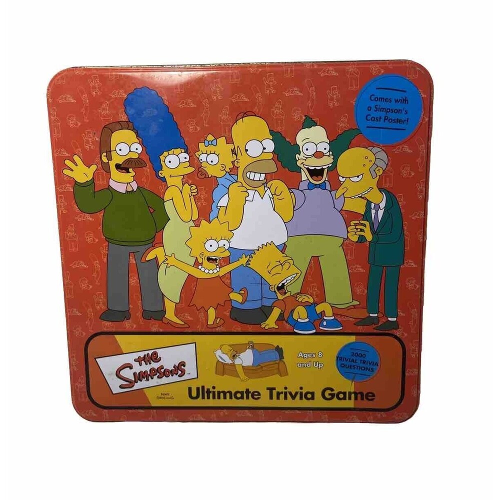 Simpsons Ultimate Trivia Board Game 2000 Questions From 2002 Tin Case Complete